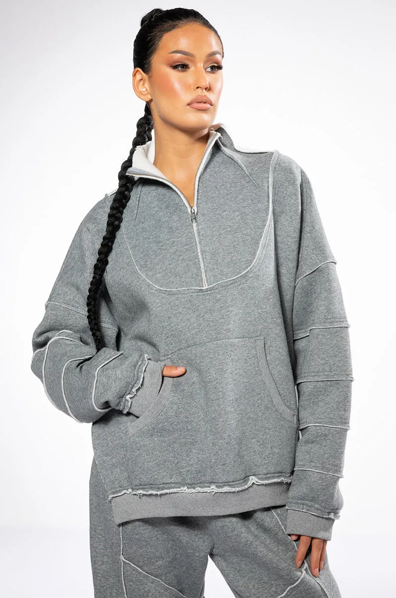 EFFORTLESS OVERSIZED HALF ZIP SWEATSHIRT sold by AKIRA