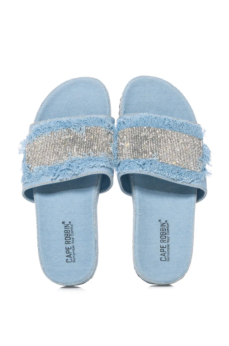 VISE EMBELLISHED SLIP ON DENIM SANDAL IN LIGHT BLUE sold by AKIRA product image thumbnail 3