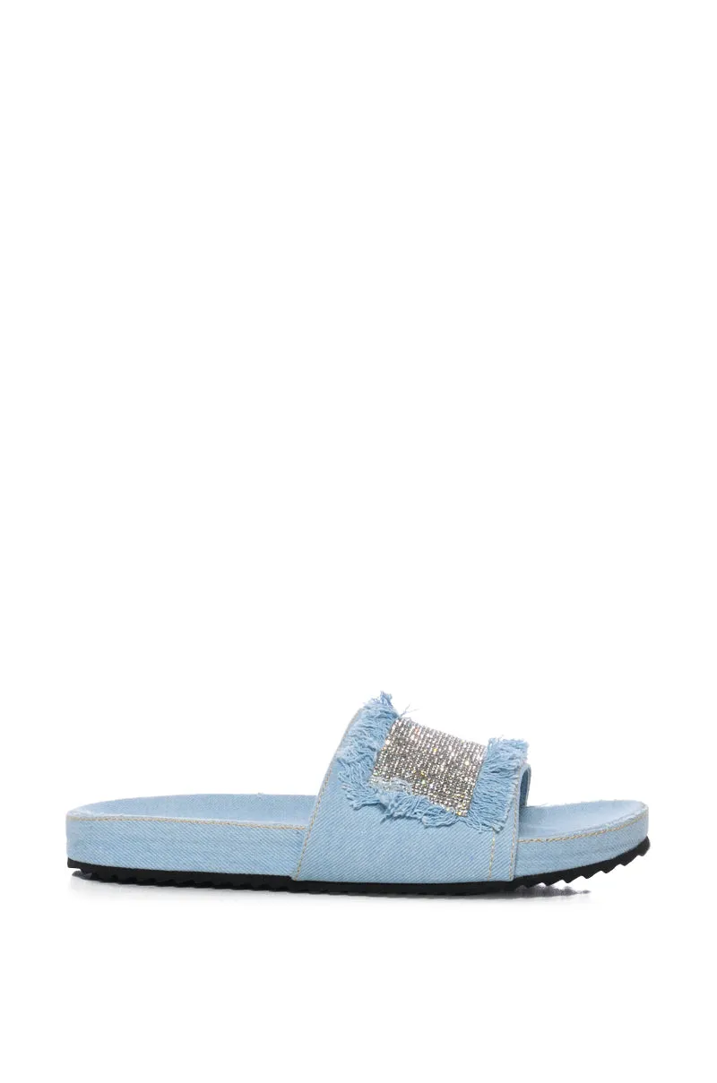 VISE EMBELLISHED SLIP ON DENIM SANDAL IN LIGHT BLUE sold by AKIRA product image thumbnail 4