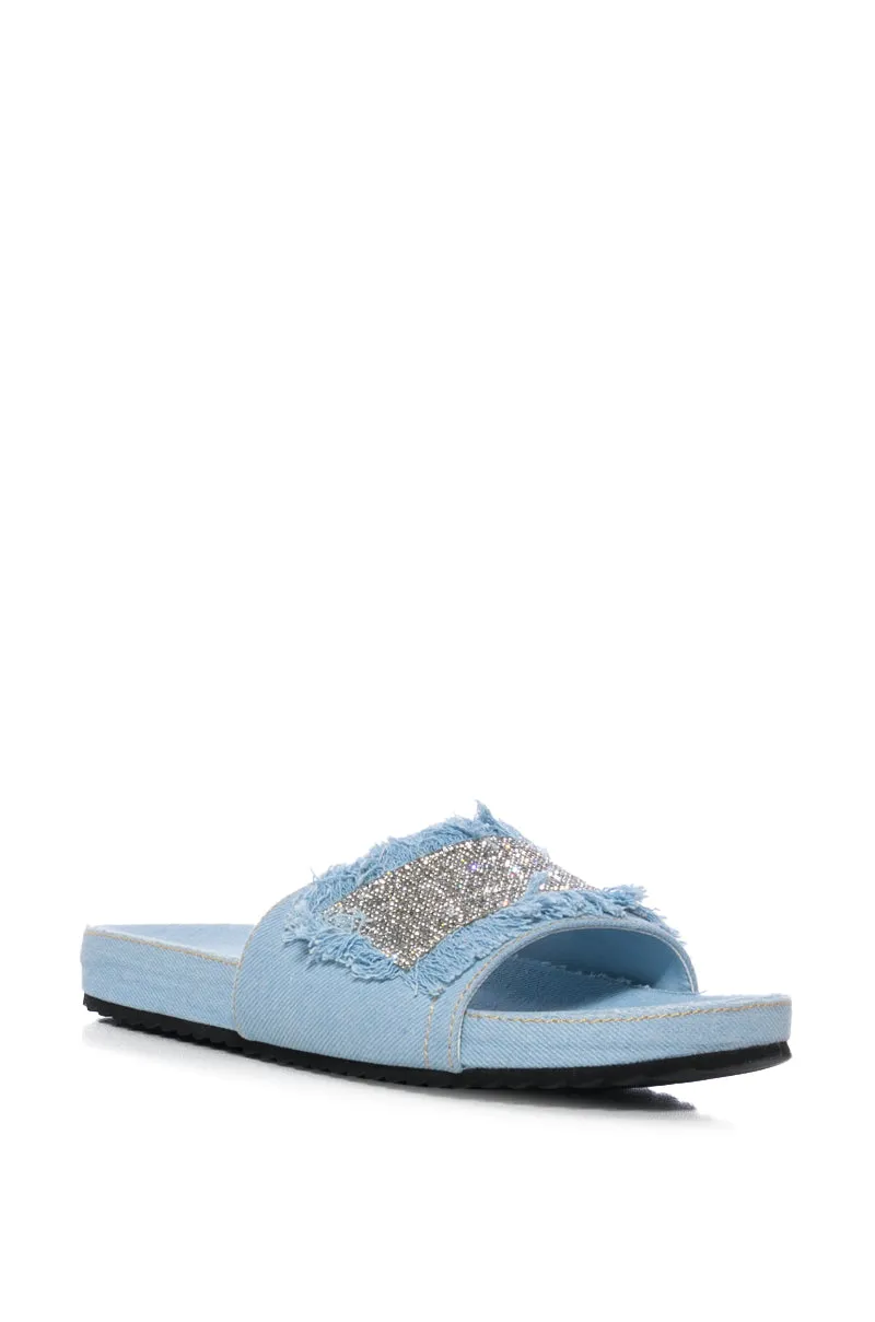 VISE EMBELLISHED SLIP ON DENIM SANDAL IN LIGHT BLUE sold by AKIRA product image thumbnail 5