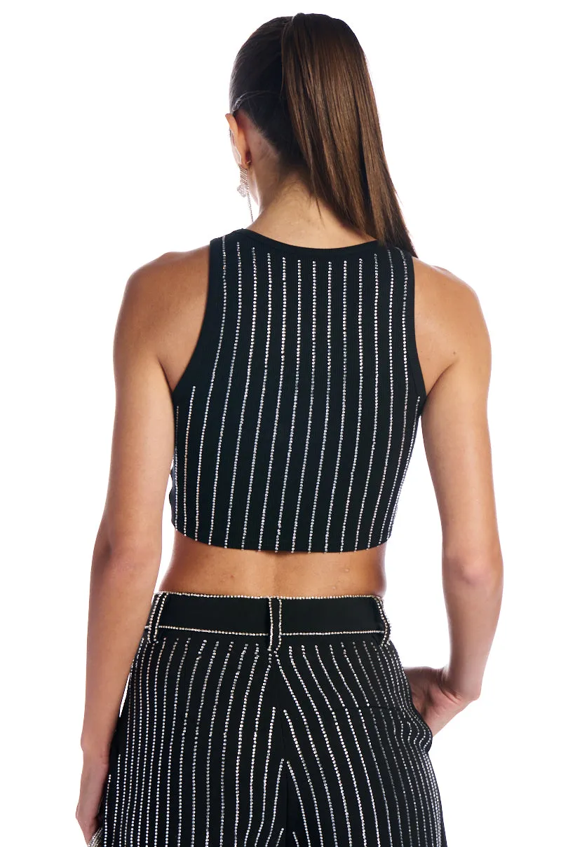 NOLLAN RHINESTONE STRIPE MICRO CROP TANK sold by AKIRA product image thumbnail 4