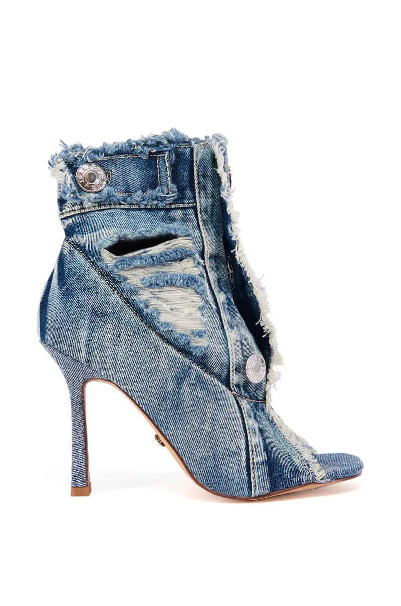 AZALEA WANG TANDY DENIM PEEP TOE BOOTIE sold by AKIRA product image thumbnail 3