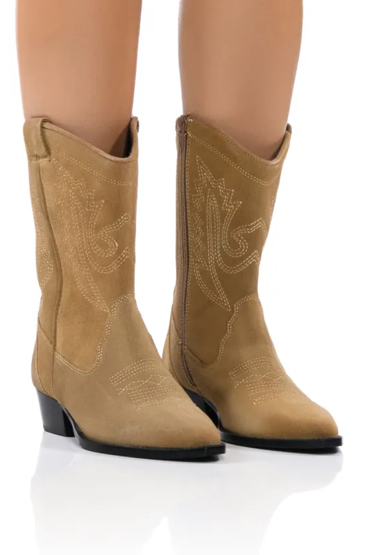 AZALEA WANG MOCO TAN WESTERN BOOT sold by AKIRA