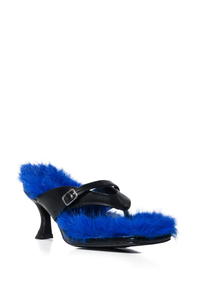 AZALEA WANG SWEETTART BLUE FURRY SANDAL sold by AKIRA product image thumbnail 3