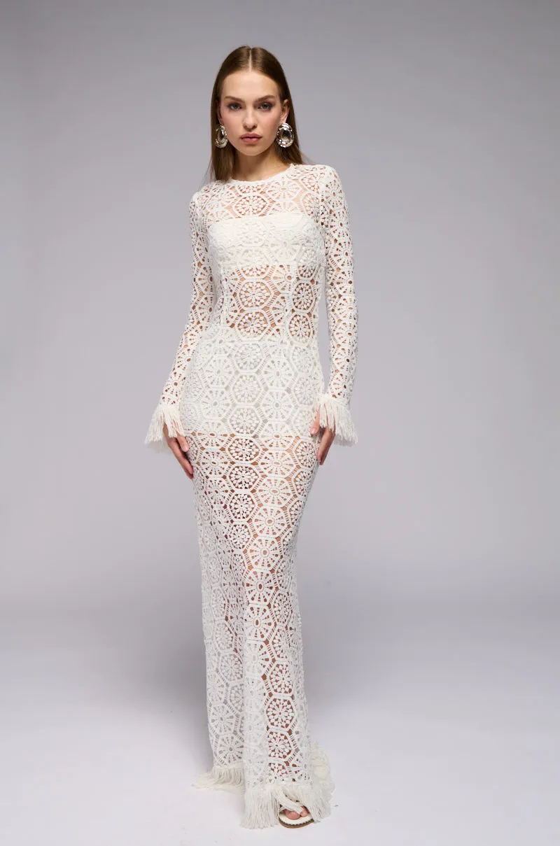 HANNA QUILTED MAXI DRESS WITH FRINGE sold by AKIRA product image thumbnail 2