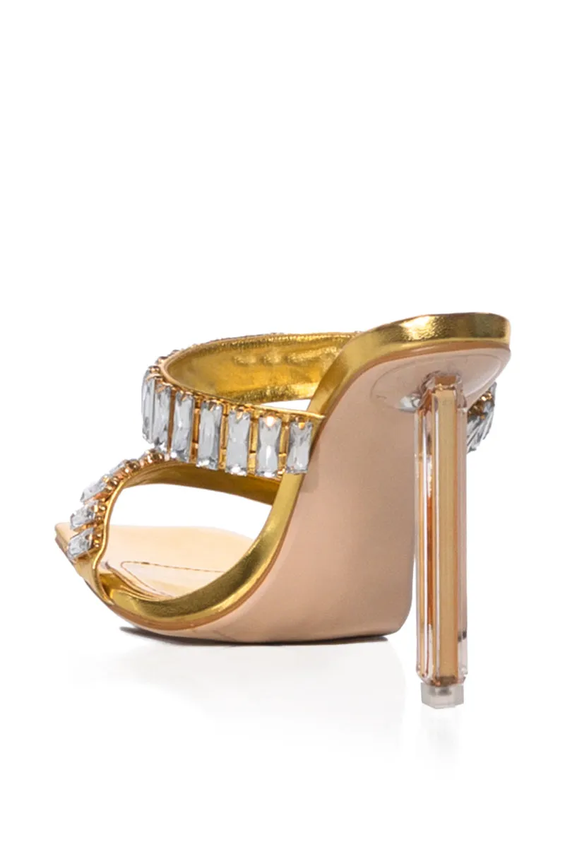 AZALEA WANG HURLEY EMBELLISHED STILETTO SANDAL IN GOLD sold by AKIRA product image thumbnail 4
