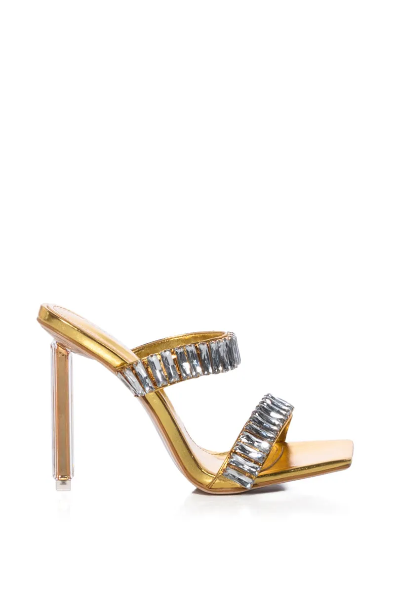 AZALEA WANG HURLEY EMBELLISHED STILETTO SANDAL IN GOLD sold by AKIRA product image thumbnail 2