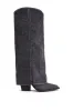 AZALEA WANG CALCIFER GRAY RHINESTONE AND DENIM WESTERN BOOT sold by AKIRA
