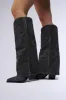 AZALEA WANG CALCIFER GRAY RHINESTONE AND DENIM WESTERN BOOT sold by AKIRA
