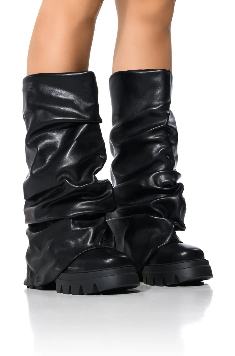 AZALEA WANG MATE BLACK RUCHED BOOT sold by AKIRA product image thumbnail 4