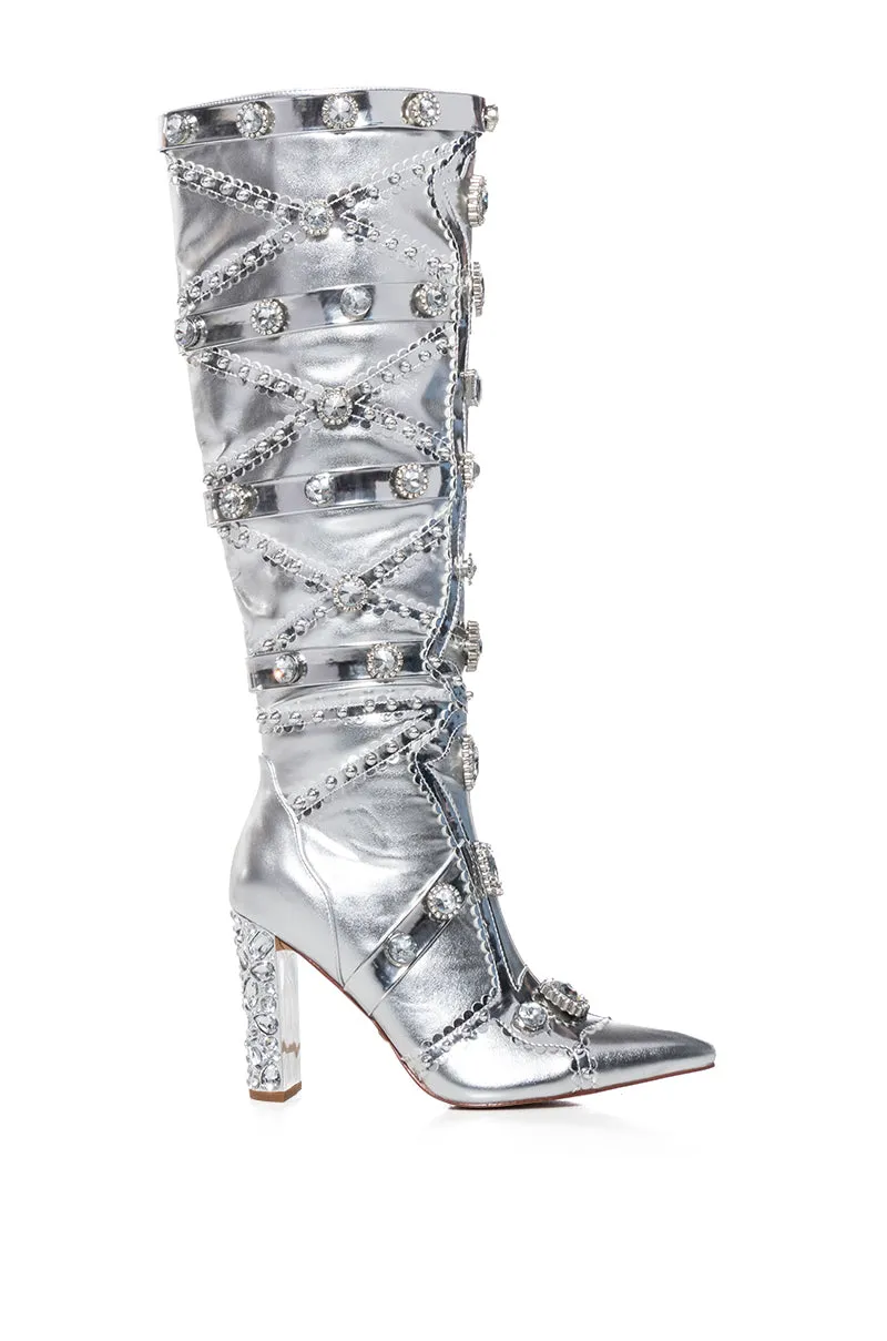 AZALEA WANG SPEED DRIVE SILVER EMBELLISHED BOOT sold by AKIRA product image thumbnail 2