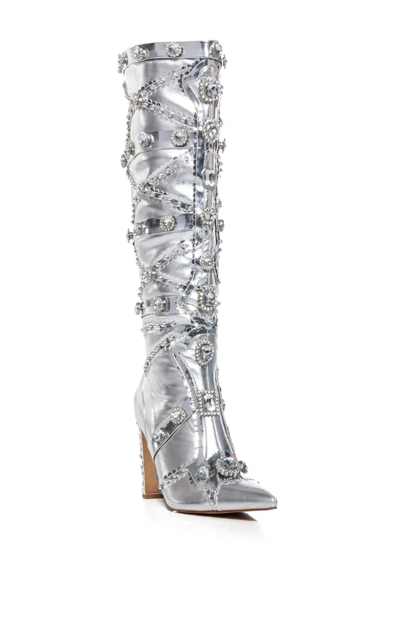 AZALEA WANG SPEED DRIVE SILVER EMBELLISHED BOOT sold by AKIRA product image thumbnail 3