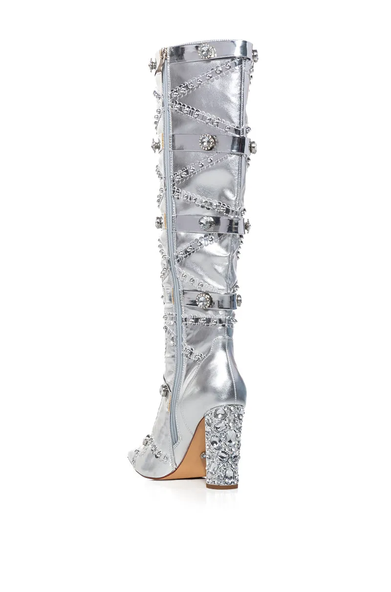 AZALEA WANG SPEED DRIVE SILVER EMBELLISHED BOOT sold by AKIRA product image thumbnail 4