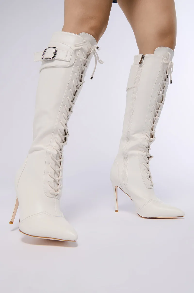 AZALEA WANG CHELSEA WHITE LACE UP STILETTO BOOT sold by AKIRA product image thumbnail 5