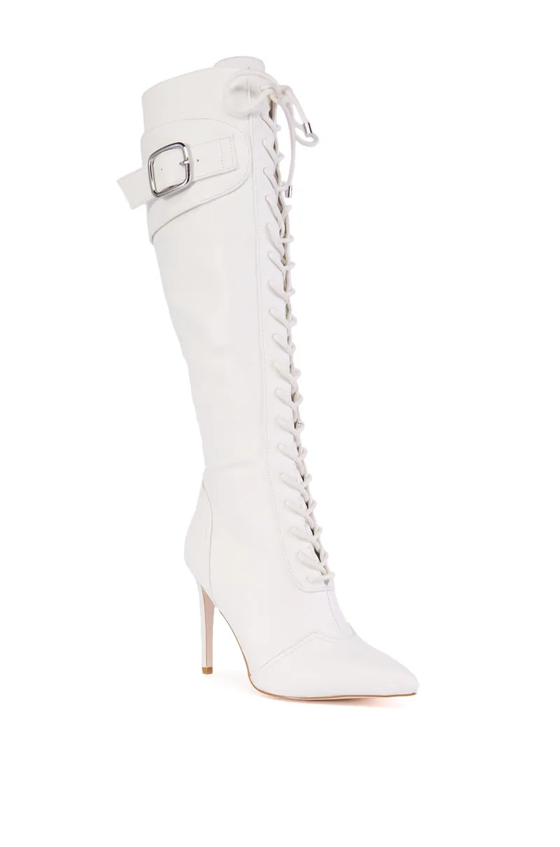 AZALEA WANG CHELSEA WHITE LACE UP STILETTO BOOT sold by AKIRA product image thumbnail 2