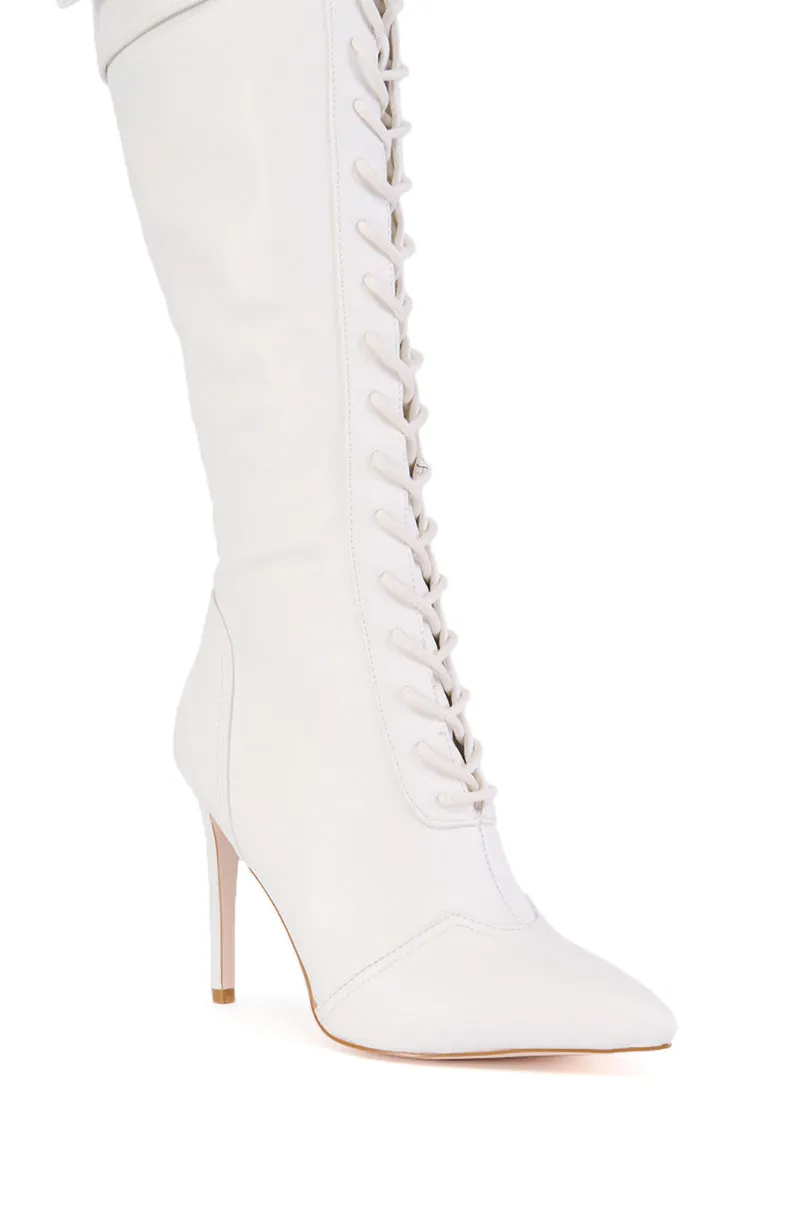 AZALEA WANG CHELSEA WHITE LACE UP STILETTO BOOT sold by AKIRA product image thumbnail 4