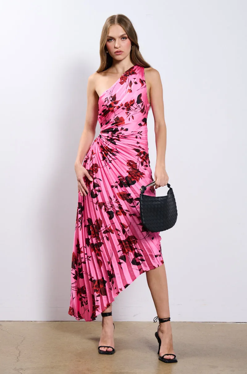 THIS TIME AROUND FLORAL ONE SHOULDER MIDI DRESS sold by AKIRA product image thumbnail 2
