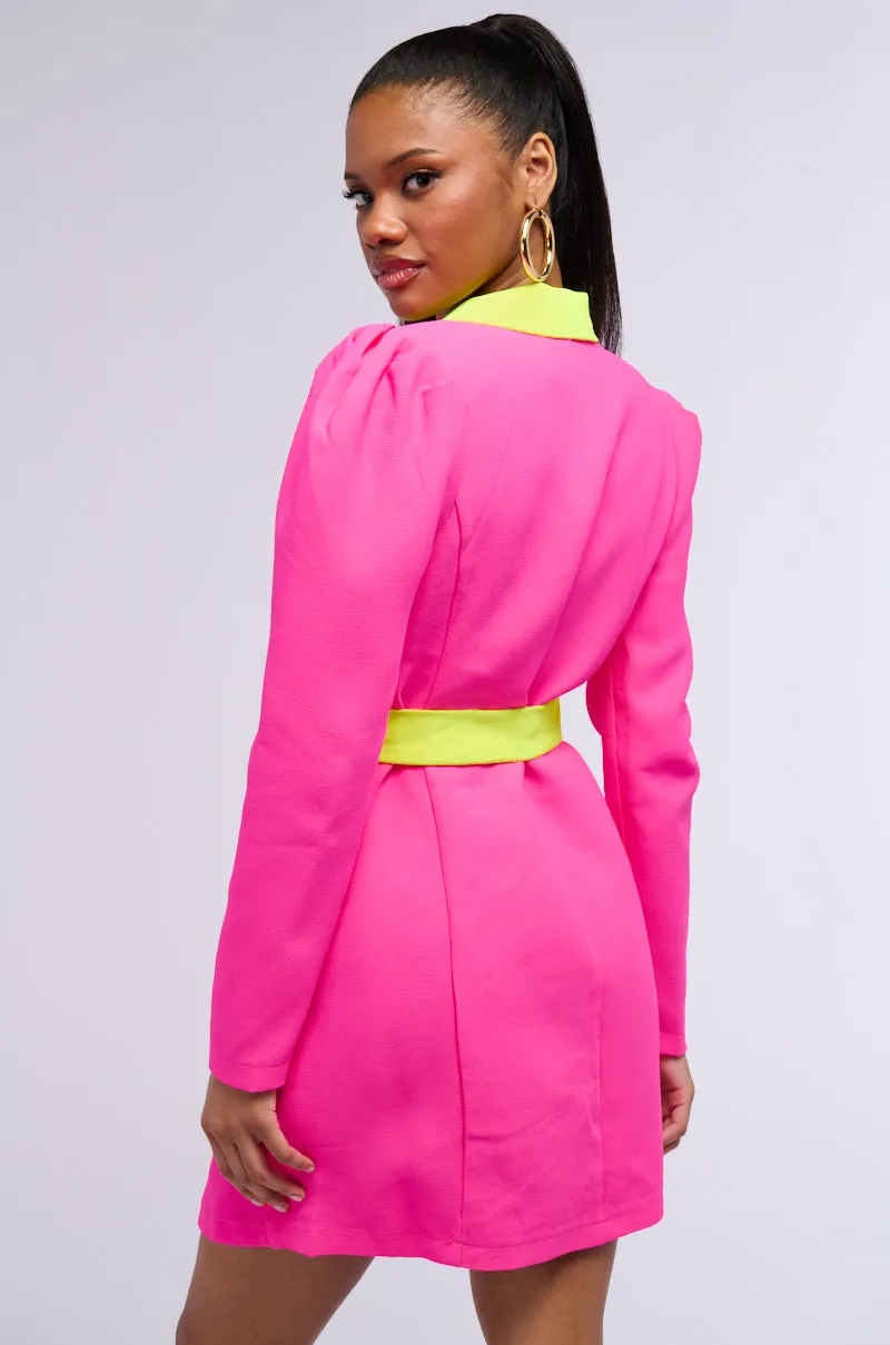 MAJOR THROWBACK NEON BLAZER DRESS sold by AKIRA product image thumbnail 4