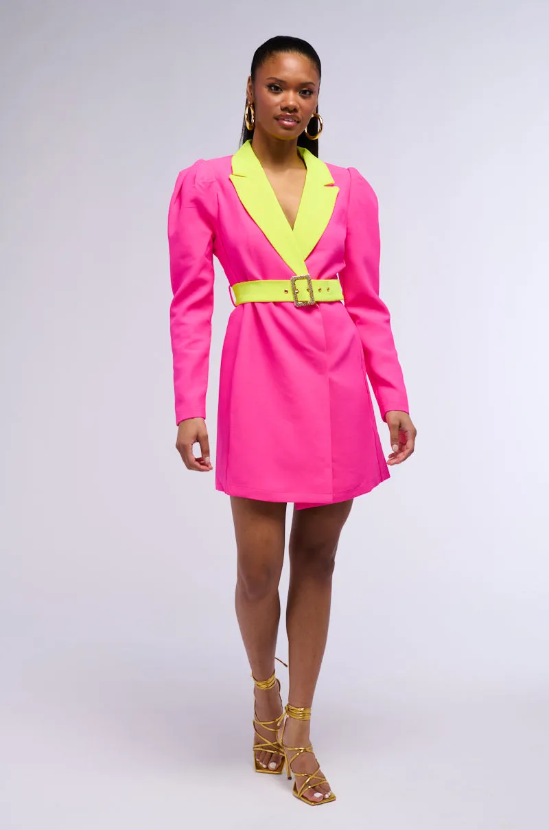 MAJOR THROWBACK NEON BLAZER DRESS sold by AKIRA product image thumbnail 5