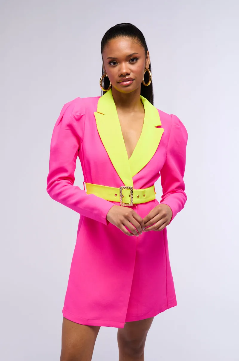 MAJOR THROWBACK NEON BLAZER DRESS sold by AKIRA product image thumbnail 2