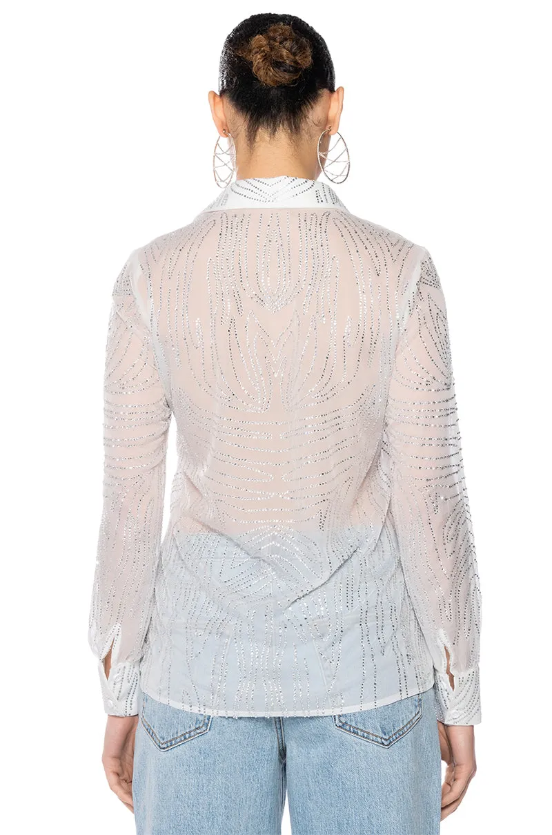 LOTTIE EMBELLISHED CHIFFON BUTTON DOWN sold by AKIRA product image thumbnail 5