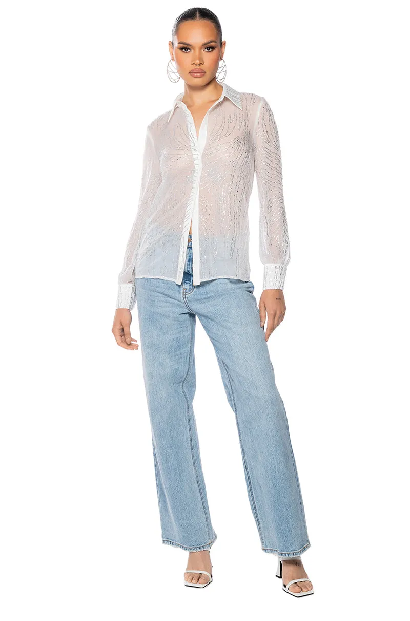 LOTTIE EMBELLISHED CHIFFON BUTTON DOWN sold by AKIRA product image thumbnail 3