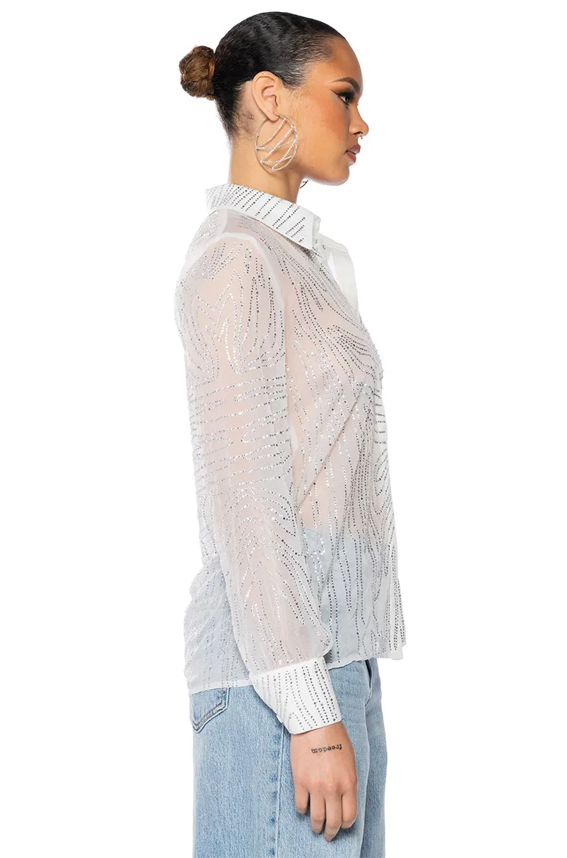 LOTTIE EMBELLISHED CHIFFON BUTTON DOWN sold by AKIRA product image thumbnail 4