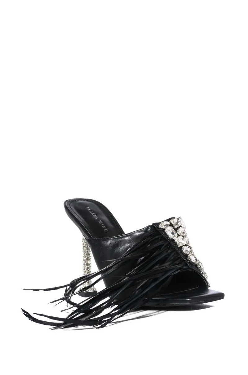 AZALEA WANG JOPLIN BLACK EMBELLISHED HEEL SANDAL sold by AKIRA product image thumbnail 3