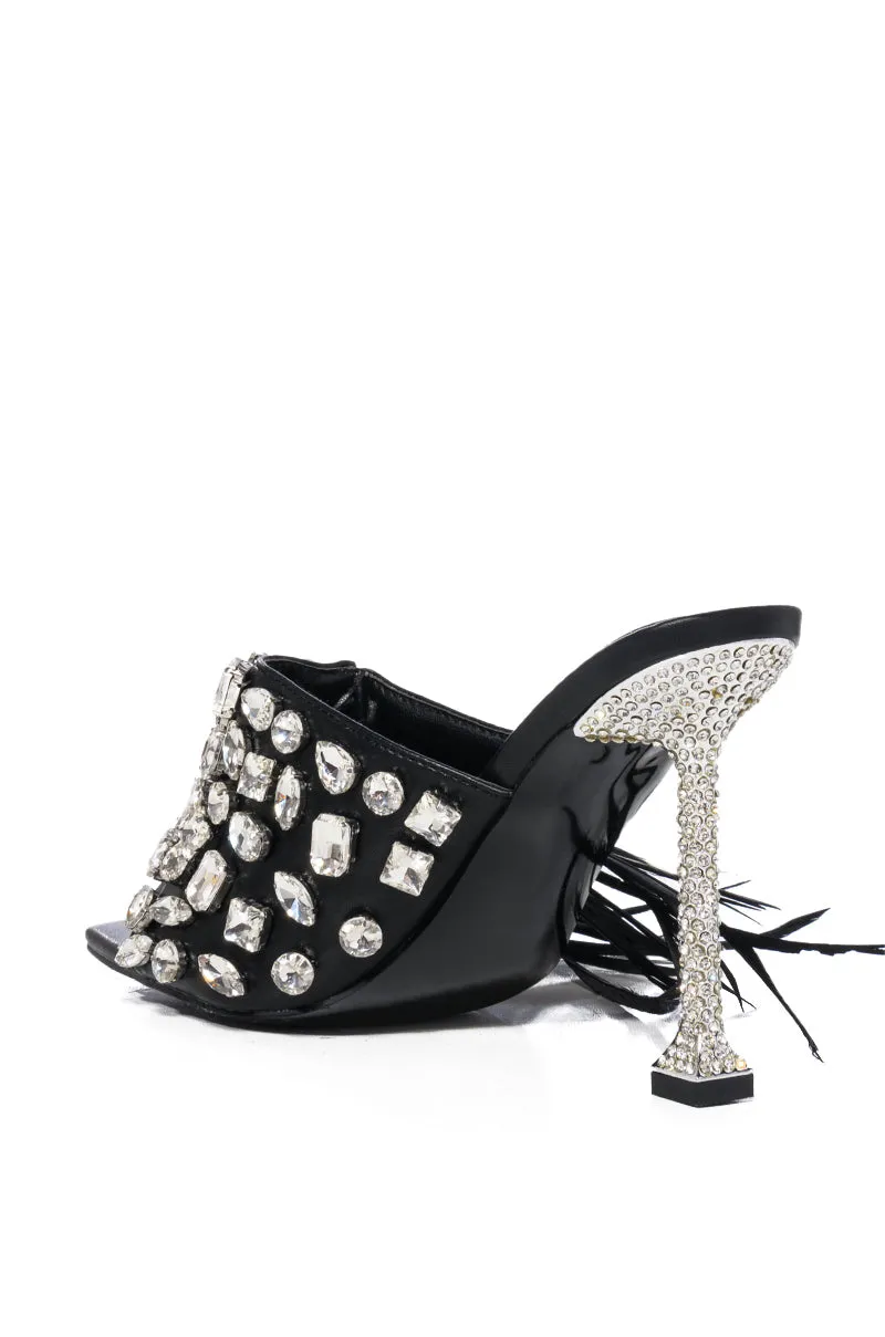 AZALEA WANG JOPLIN BLACK EMBELLISHED HEEL SANDAL sold by AKIRA product image thumbnail 4