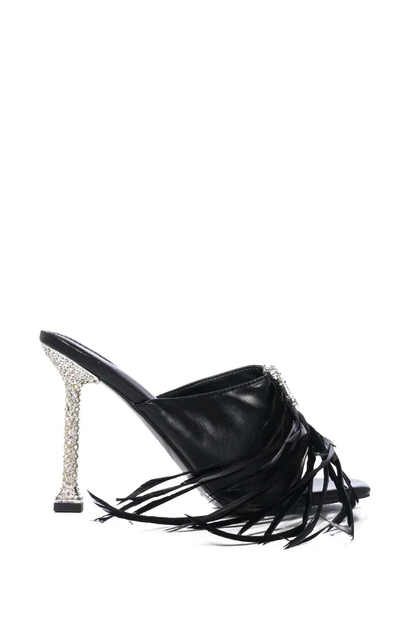 AZALEA WANG JOPLIN BLACK EMBELLISHED HEEL SANDAL sold by AKIRA product image thumbnail 2
