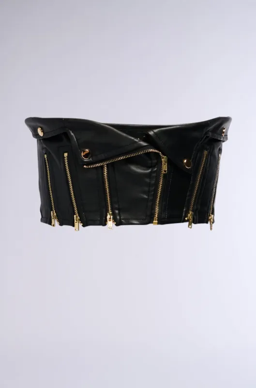 ZIP IT FAUX LEATHER  BELT sold by AKIRA