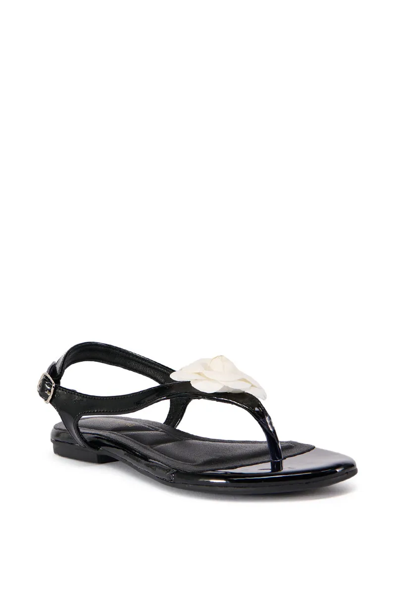 AZALEA WANG TETTY BLACK FLAT SANDAL WITH FLOWER sold by AKIRA product image thumbnail 4
