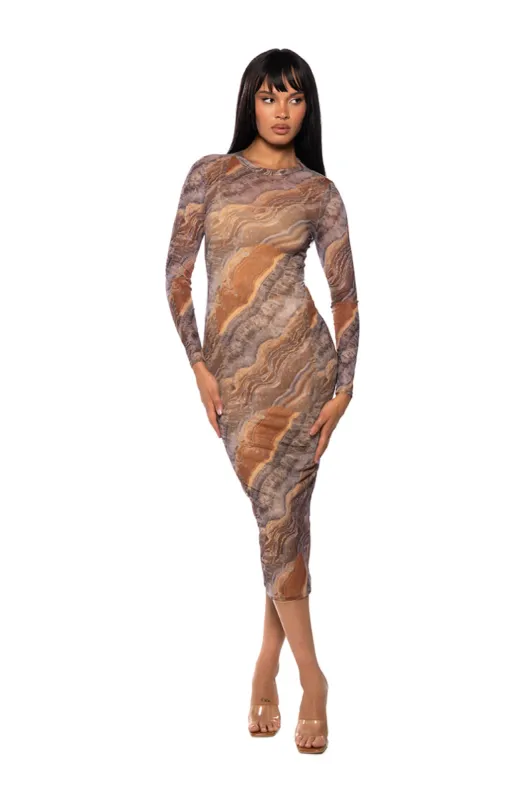 MONICA LONG SLEEVE MIDI DRESS sold by AKIRA