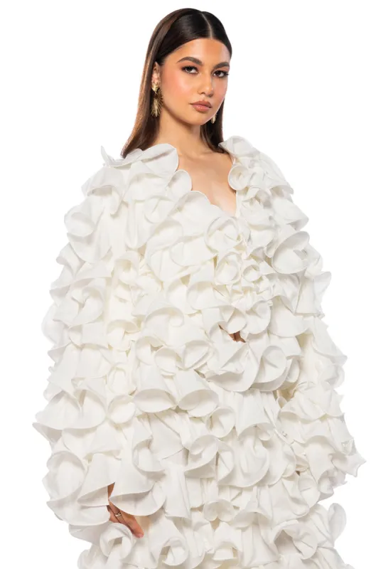 RIPLEY WIDE RUFFLE JACKET sold by AKIRA