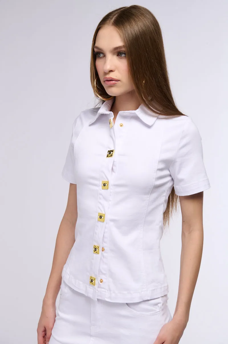 VALENCIA DENIM BUTTON DOWN BLOUSE sold by AKIRA product image thumbnail 3