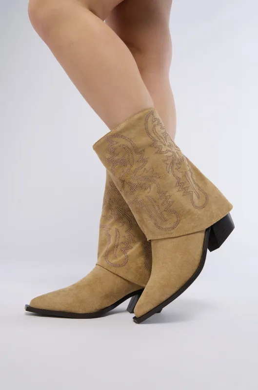 AZALEA WANG PORTABELLA BROWN WESTERN BOOTIE sold by AKIRA
