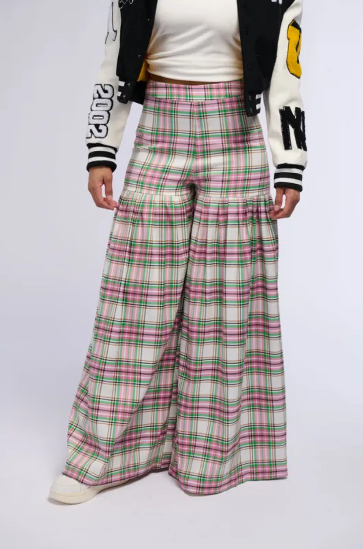 WHATEVER IT IS PLAID PLEATED PANT sold by AKIRA