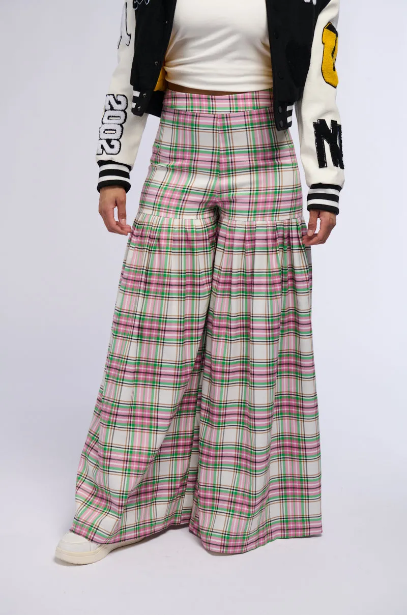 WHATEVER IT IS PLAID PLEATED PANT sold by AKIRA