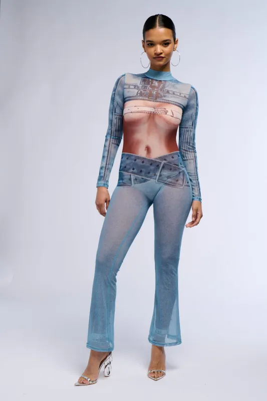 JESSICA MESH PRINTED JUMPSUIT sold by AKIRA