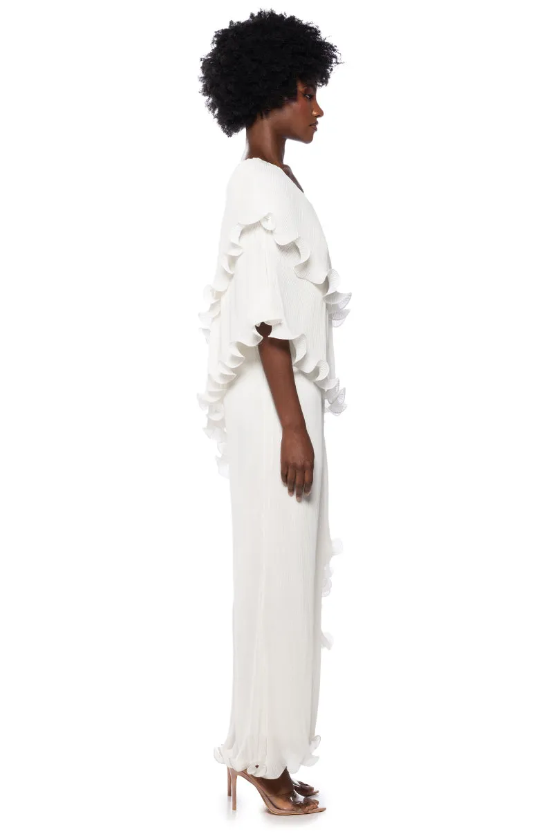 LUCIA PLEATED ONE SHOULDER JUMPSUIT IN WHITE sold by AKIRA product image thumbnail 3