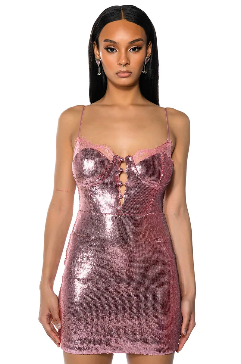 BRIELLA SEQUIN SPAGHETTI STRAP MINI DRESS sold by AKIRA