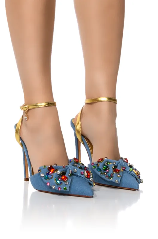 AZALEA WANG ELIZA EMBELLISHED PUMP IN DENIM sold by AKIRA