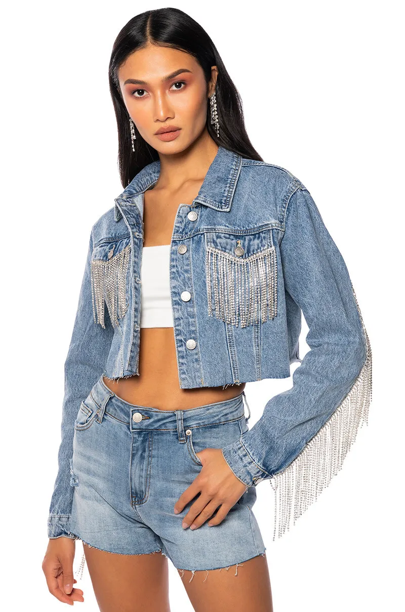 AZALEA WANG JULES DENIM WITH RHINESTONES sold by AKIRA product image thumbnail 3