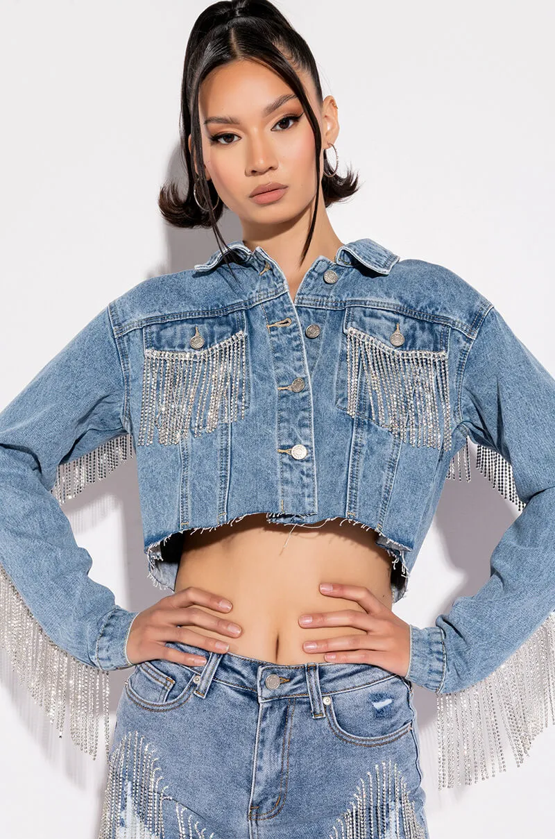 AZALEA WANG JULES DENIM WITH RHINESTONES sold by AKIRA