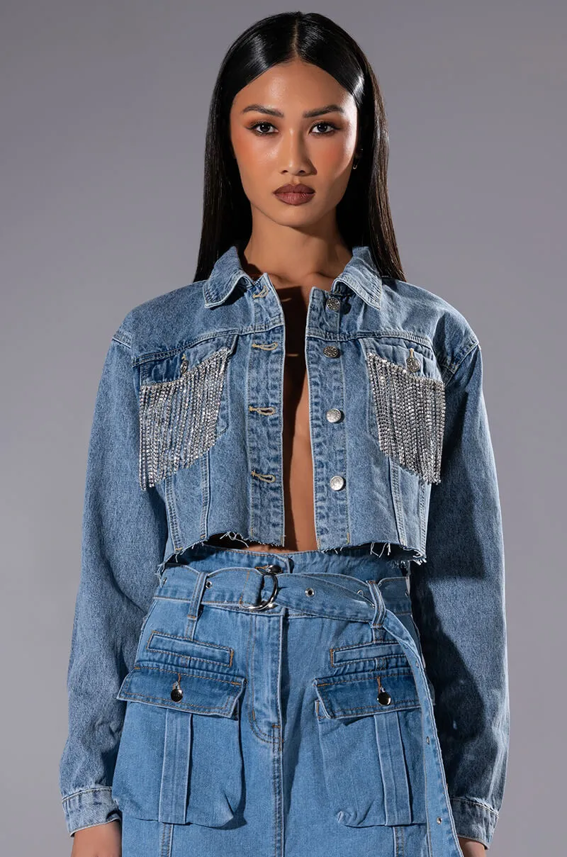 AZALEA WANG JULES DENIM WITH RHINESTONES sold by AKIRA product image thumbnail 2