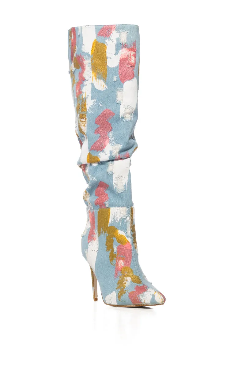 AZALEA WANG ROSEBAY MULTI PAINT STROKE DENIM BOOTIE sold by AKIRA product image thumbnail 3
