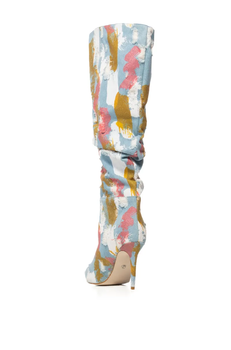 AZALEA WANG ROSEBAY MULTI PAINT STROKE DENIM BOOTIE sold by AKIRA product image thumbnail 4