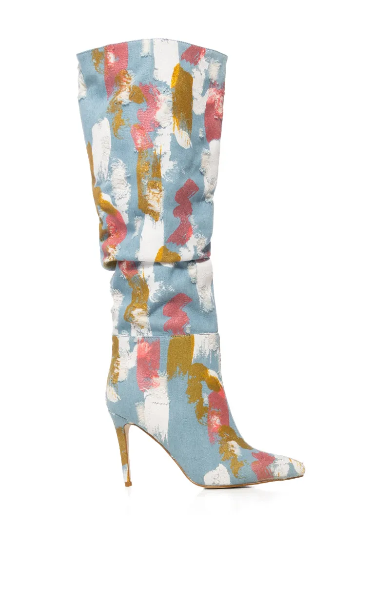 AZALEA WANG ROSEBAY MULTI PAINT STROKE DENIM BOOTIE sold by AKIRA product image thumbnail 2