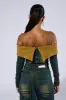 BEFORE YOU GO OFF THE SHOULDER DENIM TOP sold by AKIRA