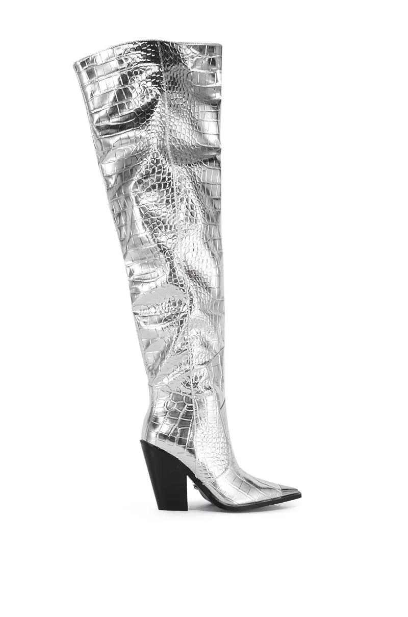 AZALEA WANG SILVER CROC GRISSEL WESTERN BOOT sold by AKIRA product image thumbnail 3